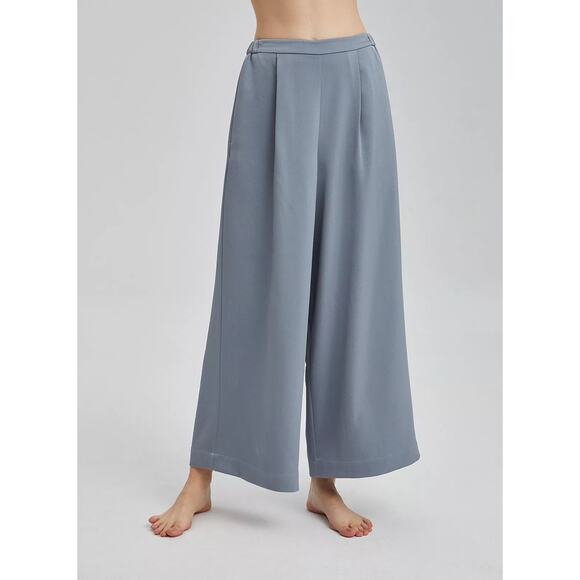 Nap Women's Lounge Cloud Blue Wide Leg Satin Feel Pajama Pants Size Large - Picture 1 of 12